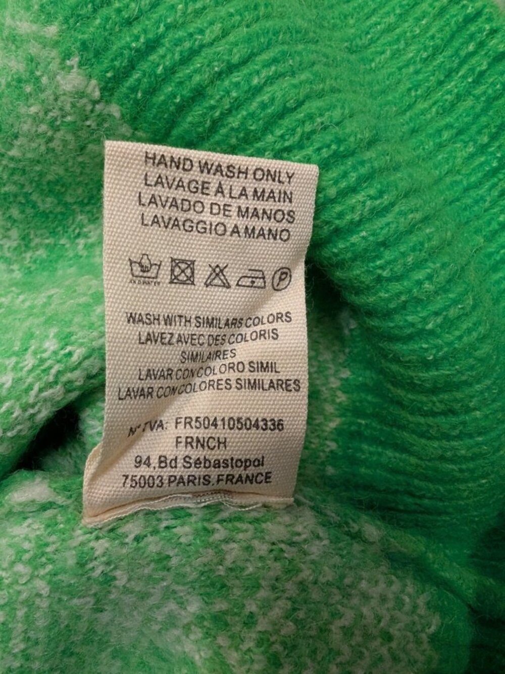 FRNCH Paris Green Checkerboard Sweater L - Picture 6 of 9